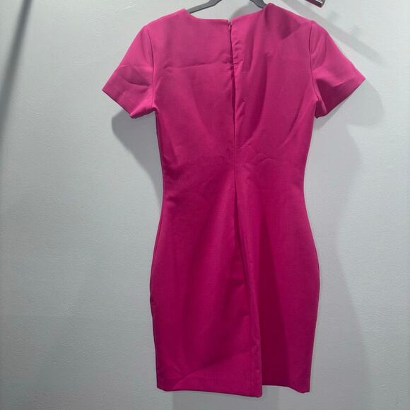 LIKELY Hot Pink Bodycon Short Sleeve Cocktail Sheath Dress - Size 4 - Picture 4 of 12